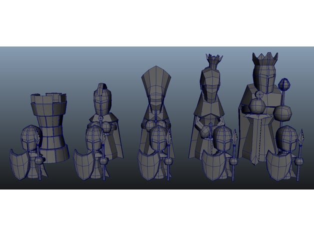 medieval jogo de xadrez bispo rei cavalo peão peças torre 3D print model - Mito3D