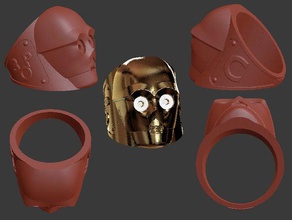c-3po anel anéis dróides ouro sci-fi gratuito scifi ver star wars threepio 3d print model - Mito3D