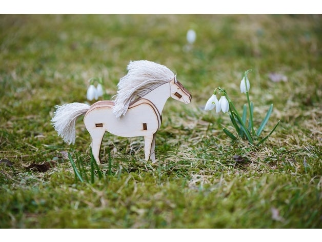 horse animals lasercut plywood toy 3D print model - Mito3D