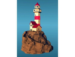 lighthouse rock low-poly edition buildings & structures architecture building decoration nautical ocean sea structure 3d print model - Mito3D