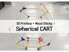 spherical cart connector dome eunny math polyhedron stick structure wheel wood 3d print model - Mito3D
