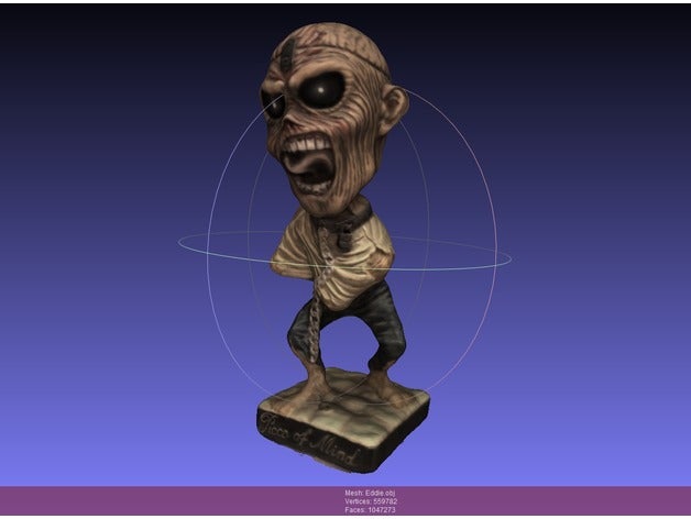 piece mind - eddie statuette scans & replicas 3d scanner chain iron maiden evil guitar heavy metal humanoid monster prisoner scan scanned 3D print model - Mito3D