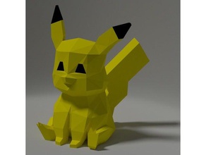 pikachu low-poly papercraft sculptures lowpoly papier pokemon 3d print model - Mito3D