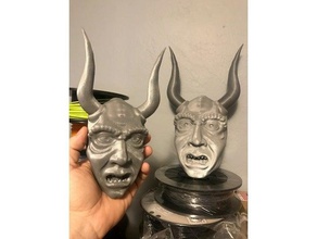 vr demon sculptures art devil face horns mask oculus medium sculpture virtual reality wall 3d print model - Mito3D