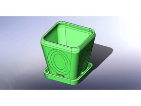 rounded tapered rectangular planter includes pot base plate outdoor & garden 3d print model - Mito3D