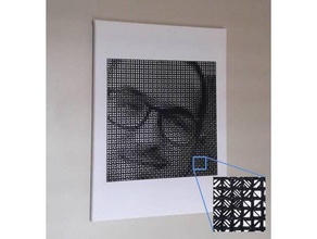 3d-gedruckte Zeile portrait 2d-Kunst Graustufen Foto Pixel 3d print model - Mito3D