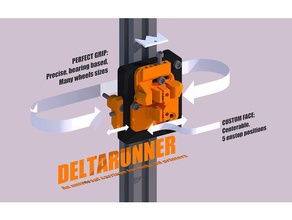 deltarunner universal delta 3d printer carriage kossel mini k800 etc parts 2020 3 wheels 3030 adjustable centerable magnetic 3d print model - Mito3D