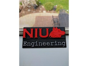 niu de ingeniería la placa dekalb los huskies el estado illinois logotipo norte universidad 3d print model - Mito3D