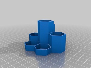 hex pen holder 4 office customized 3d print model - Mito3D