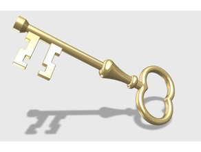 anahtar, antika kilit 3d baskı anahtar eski asma iskelet skelton 3d print model - Mito3D