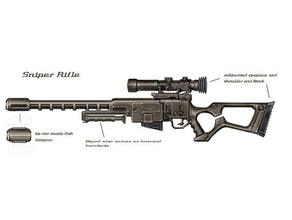 fallout 3 de tamanho completo sniper rifle estoque esporte & ao ar livre new vegas arma prop 3d print model - Mito3D