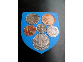 english coins - royal shield arms & badges coin holder englishproject geometry heptagon regular polygons reuleaux 3d print model - Mito3D