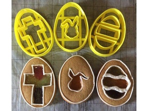 easter sparkle window cookie cutters kitchen & dining christian cookiecutter cookies cutter bunny cross egg sweets 3d print model - Mito3D