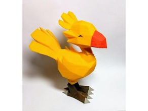low poly chocobo les créatures d'oiseaux de la fantaisie figurine final fantasy jeu 3d print model - Mito3D