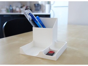escritorio organizador - sin gafas de ganchos la oficina el cuaderno clip carpeta bulldog titular papel paperclip clips pluma lápiz un las plumas sostenedor 3d print model - Mito3D