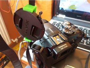 panasonic lumix fz-200 copriobiettivo con cinturino titolare la fotocamera il coperchio fz200 obiettivo foto 3d print model - Mito3D