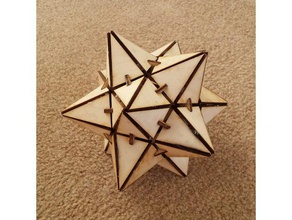 small stellated dodecahedron - laser cut math lasercut cutter plywood stellation wood 3d print model - Mito3D