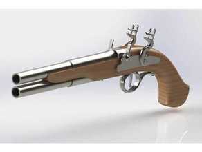 vertical de doble barril flintlock pistolas props cosplay el traje armas película la proposición disfraz halloween pistola réplica 3d print model - Mito3D