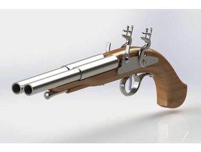 horizontal de doble barril flintlock pistolas props cosplay el traje armas película la proposición disfraz halloween pistola réplica 3d print model - Mito3D