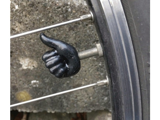 thumb up bicycle valve cap presta sport & outdoors hand meshmixer wheel 3D print model - Mito3D