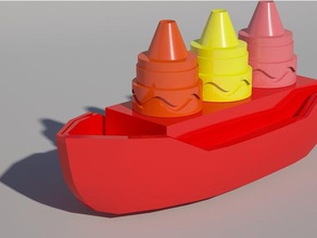 crayoboat toys & games bathtub bath toy boat crayon water 3d print model - Mito3D