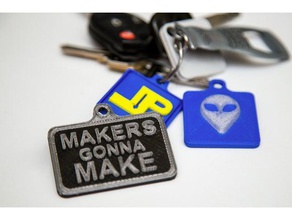 keychains alien makersmake mylogo - updated 3d car keys chain keychain reg rings 3d print model - Mito3D