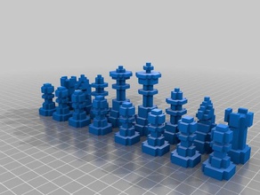 8 bit chess set 8bit 3d print model - Mito3D