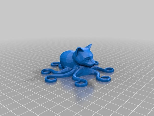octocat thick base sculptures cat octopus 3D print model - Mito3D