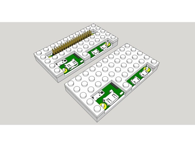Bau-block-raspberry pi-null-zwei Stück - Elektronik lego-kompatibel raspberry pi null pi-null B 3D print model - Mito3D