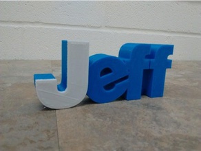 jeff sinais e logotipos 3d nome nomes o 3d print model - Mito3D