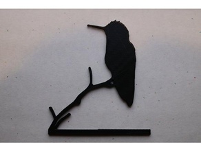 humming bird 2d art d'oiseaux colibri image shilouette 3d print model - Mito3D