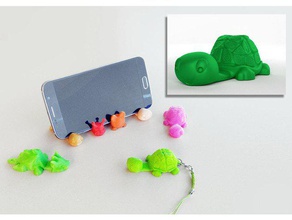 tortoise keychain smartphone stand keychains 3d animal animals holder iphone phone 3d print model - Mito3D