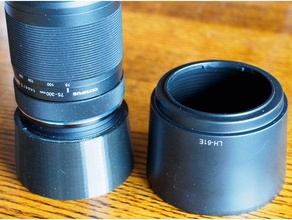 parametric olympus reversible lens hood sized 75-300 camera 3d print model - Mito3D
