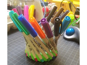 il mio personalizzato corona di penne - 16 extra fine sharpies organizzazione su misura 3d print model - Mito3D