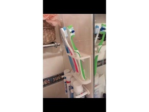 toothbrush holder v2 bathroom mount wall 3d print model - Mito3D