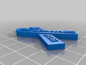 rsd awareness ribbon 3d printing key chain 3d print model - Mito3D