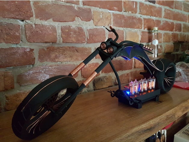 moto chopper horloge nixie des véhicules in14 en-14 de 3D print model - Mito3D