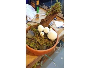 pmw mushroom display decor arduino nano decoration fungus led nature plant planter 3d print model - Mito3D