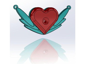 ring holder necklace - heart & angel wings jewelry 3d print model - Mito3D