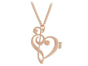 heart shaped musical note jewelry fashion 3dprintable easy fast hanger jewelery jewellery jewerly jewlery necklace quick simple sketchup 3d print model - Mito3D