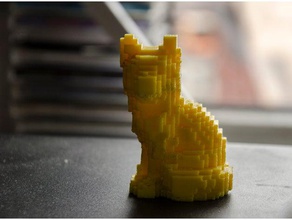 foxel voxel fox La stampa 3d animale minecraft pixel 3d print model - Mito3D