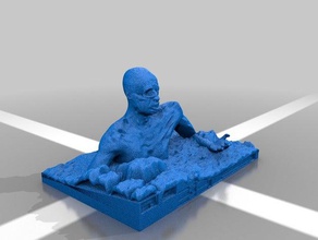 kuru sculptures art dead island de l'homme le crâne walking zombie 3d print model - Mito3D