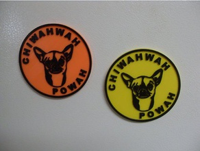 chihuahua badge coins & badges dog fridge magnet 3d print model - Mito3D