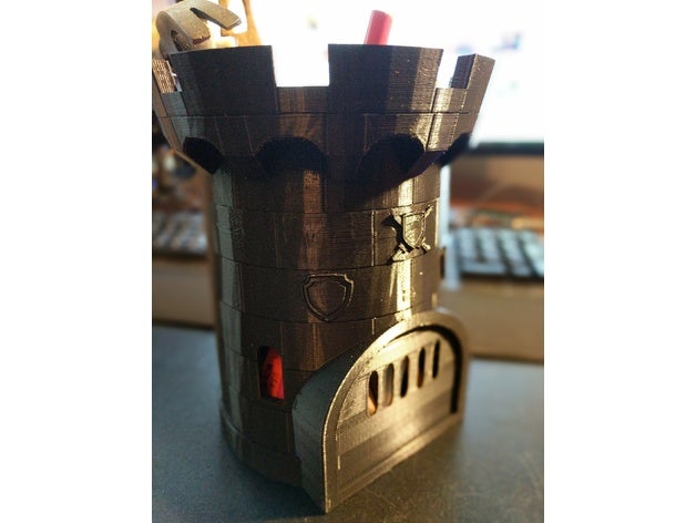 castle pencil holder 5in organization medieval tower cup remix 3D print model - Mito3D