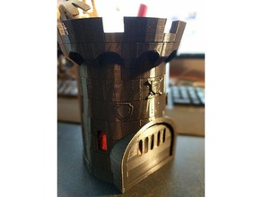 castle pencil holder 5in organization medieval tower cup remix 3d print model - Mito3D