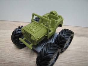 mini canavarı willy tekerlekler döner araç 3d print model - Mito3D