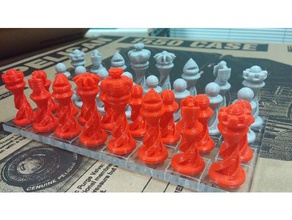 spiral satranç alınmış kesitler ayarlayın parça taşları seti imade3d jellybox 3d print model - Mito3D