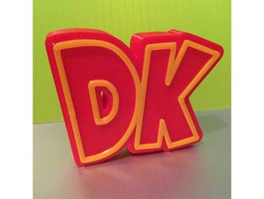 donkey kong dk logo lettere nintendo segni e loghi 3d print model - Mito3D