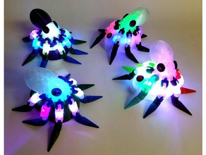illuminato polpo animali 18650 alien led i luce notturna il rgb cranio steampunk tentacolo tinkercad 3d print model - Mito3D