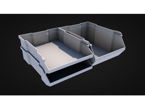 caja apilable v4 de la mitad altura portaherramientas y cajas cuadro contenedor envase bandeja 3d print model - Mito3D
